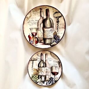 Set Of 2 Certified International Sanctuary Wine and Grape Plates 7”& 9” New